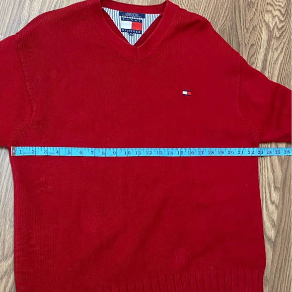 Vintage Tommy Hilfiger Men Size XL Knit Sweater Pullover Red Cotton - Picture 4 of 11